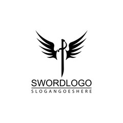 Sword Winged Logo Vector Template Design