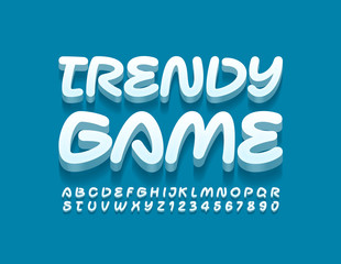 Vector creative logo Trendy Game. Hahdwritten 3D Font. Creative Alphabet Letters and Numbers.
