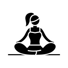 Yoga black icon, concept illustration, vector flat symbol, glyph sign.