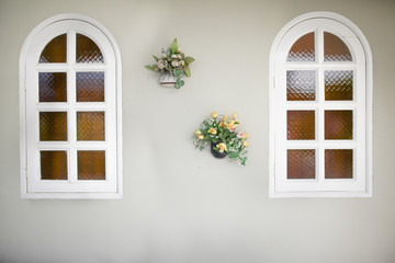 window with flowers in the house