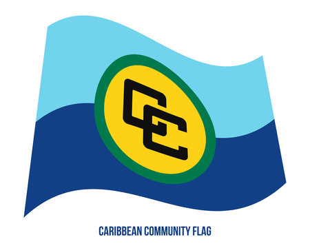 Caribbean Community Flag Waving Vector Illustration on White Background. CARICOM Flag.