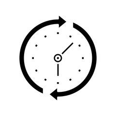 Time cycle black icon, concept illustration, vector flat symbol, glyph sign.