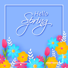 Beautiful fresh flower on floral spring background in vector