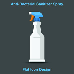 Anti-Bacterial Sanitizer Spray, Hand Sanitizer Dispenser, infection control concept. Sanitizer to prevent colds, virus, Coronavirus, flu. Spray bottle. Flat icon design
