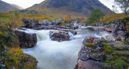 Naklejka na ściany i meble Waterfall at River Etive in the Scottish Highlands