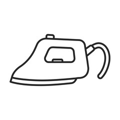 Steam iron for home clothes vector Outline icon.Outline illustration of laundry appliance and hot steam iron.