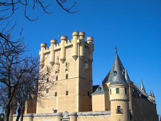 Famous Alcazar fortress in Segovia, Spain. Old castle located in the Spanish province of Castilla....