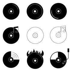 CD or DVD disk icon. Vector flat design