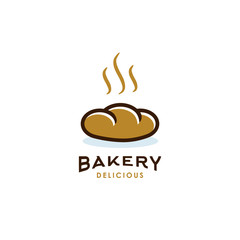 bakery bread design food logo icon illustration in trendy hipster style