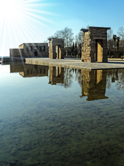 Obraz premium Spain, Madrid, Temple of Debod. Famous landmark Templo de Debod is an authentic ancient Egyptian temple that was transported from Egypt to Madrid in 1968.