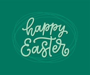 Calligraphy lettering about Easter for flyer and print design. Vector illustration. Template banner, poster, greeting postcard.