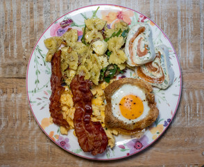 A full plate at homemade brunch