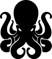 Silhouette of an octopus on light background