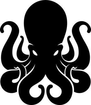 Silhouette of an octopus on light background