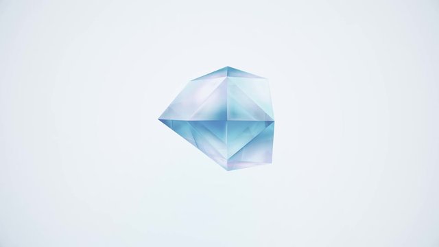 Blue shiny crystal randomly transforming on white glamour background. Quality motion dynamic animated colorful backdrop for art, business and technology project. Seamless 3D rendering 4K video.