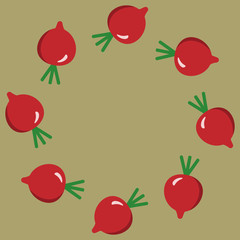 Vector of food, beetroot round frame, Clean Eating vegan diet Concept design illustration.