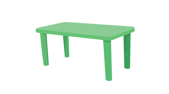 Vector Isolated Illustration of a Green Plastic Table