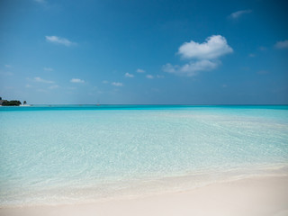 Tropical Beach with White Sand. Maldives Panorama.