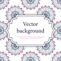 Folk floral background illustration with place for text. Ornament with flowers