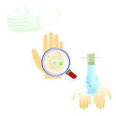  Hand washing. Hygiene. Protective mask. The style. Protection against germs. Virus protection.