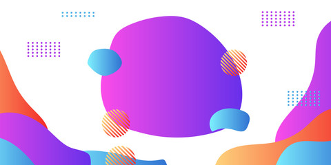 Modern liquid abstract element shape memphis style design fluid vector colorful illustration set. Banner simple shape template for presentation, flyer, brochure isolated on white background