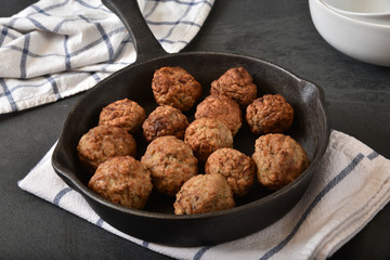 Meatballs in a skillet