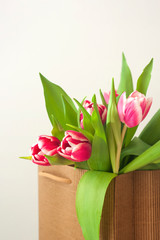 pink tulips bouquet, mothers day, valentines day, spring time.