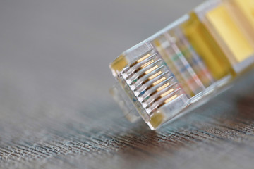 Head lan yellow cable for connection networking for communication from router to PC or another computer