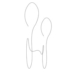 Spoons line drawing silhouette vector illustration