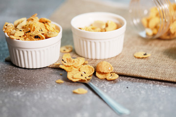 Granola cereal healthy food organic in breakfast, vegetarian delicious dieting food berry and snack fruit