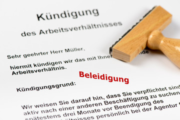 Kündigung des Arbeitsplatzes wegen Beleidigung