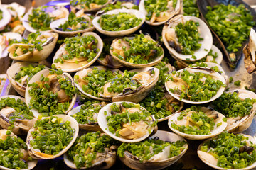 Close-up of seafood at the night market in Phu Quoc, Vietnam
