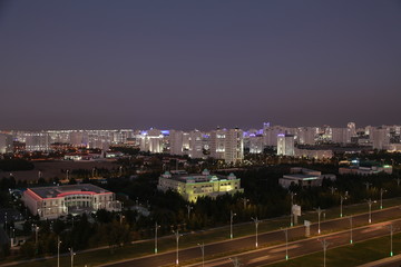 skyline of beautiful architecture and parks in Ashgabat the capital city of Turkmenistan in Central Asia