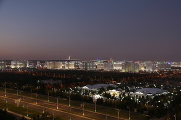 skyline of beautiful architecture and parks in Ashgabat the capital city of Turkmenistan in Central Asia