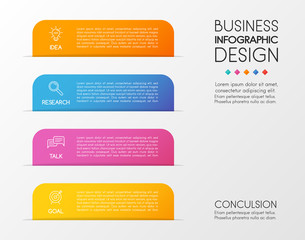 Business infographic design. Vertical diagram with 4 elements. Vector
