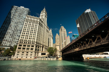 Chicago cityscape and river