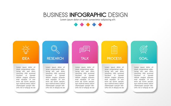 Infographic with 5 steps. Business diagram. Vector