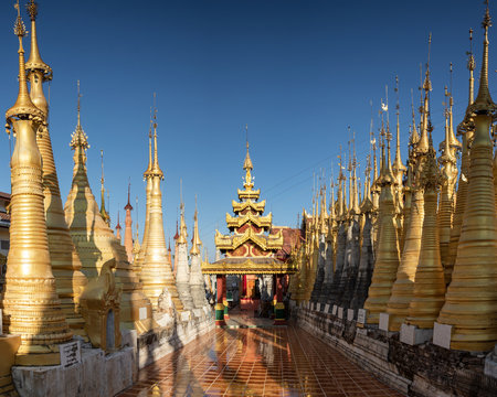 Golden Shwe Indein Pagoda at Lake Inle