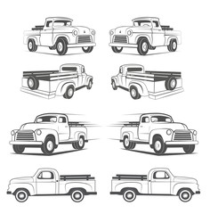 Fototapeta premium Set of vintage farming badge pickups design elements