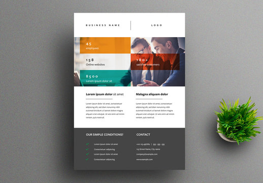 Colorful Flyer Layout with Overlay Elements