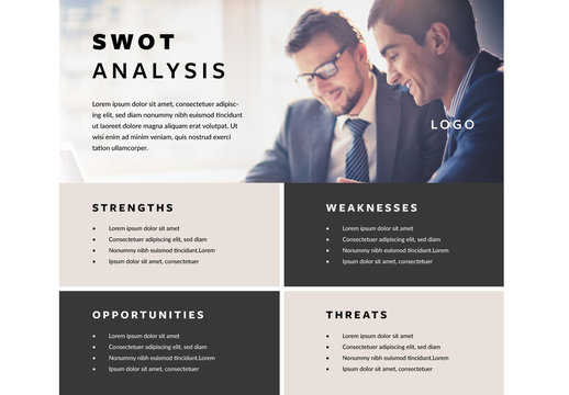 SWOT Analysis Layout with Placeholder Photo