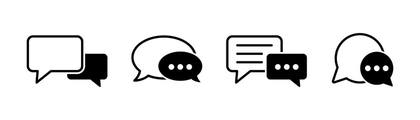 Chat icons vector isolated element. Set of talk bubble speech signs. Blank bubbles vector icons. Message vector icons.