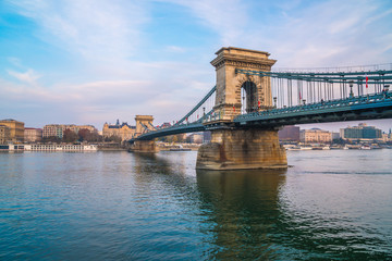 Fototapeta na wymiar Beautiful view of the Chain Bridge over the Danube in Budapest, Hungary