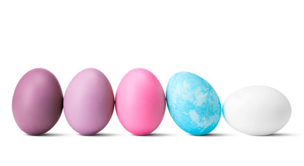 Set of handmade painted colorful easter eggs isolated on a white background with clipping path.