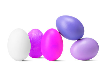 Set of handmade painted colorful easter eggs isolated on a white background with clipping path.