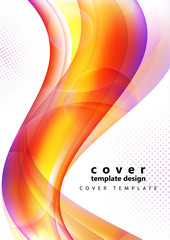 Colored wavy lines with light effects, transparent circles, motion concept. Presentation banner and business card design template.