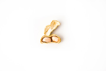 Single ground nut on the white background