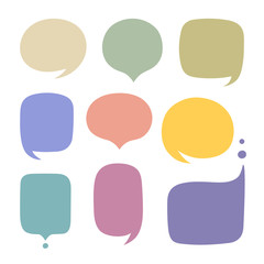 Set different hand-drawn colorful speech bubble. Talk chat speak message. Empty blank comment. Vector illustration design