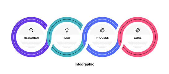Business process infographic template with 4 options or steps. Modern flat design. Vector illustration