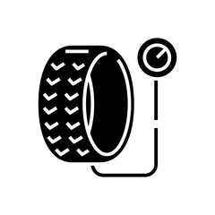 Tire inflation black icon, concept illustration, vector flat symbol, glyph sign.